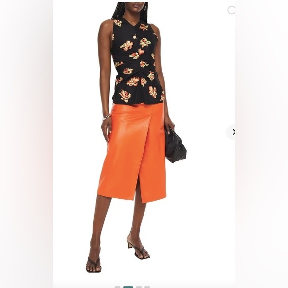 PROENZA SCHOULER Ruched Fil Coupé Jacquard Top Black Floral Size 2 - Picture 10 of 13